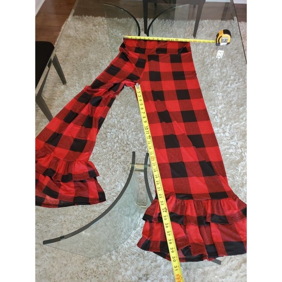 Chic Soul Womens Red Black Check Polyester Casual Elastic Waist Pants Size XL - Picture 8 of 9